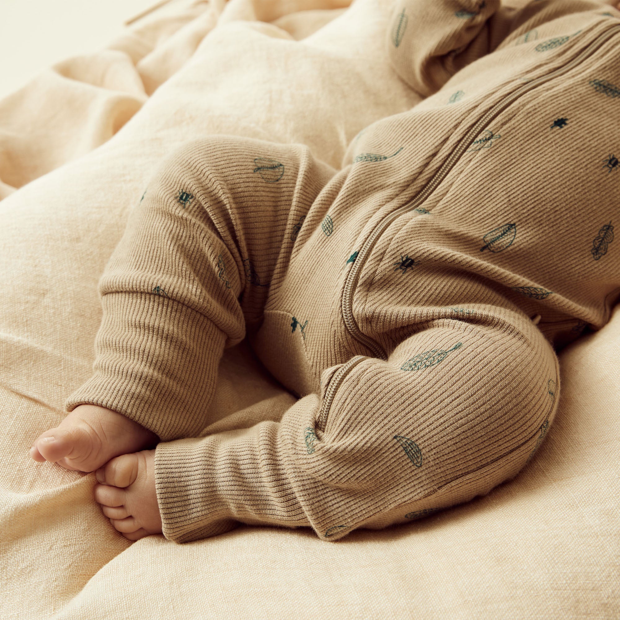 Jungle Leaf Organic Zipsuit with Feet