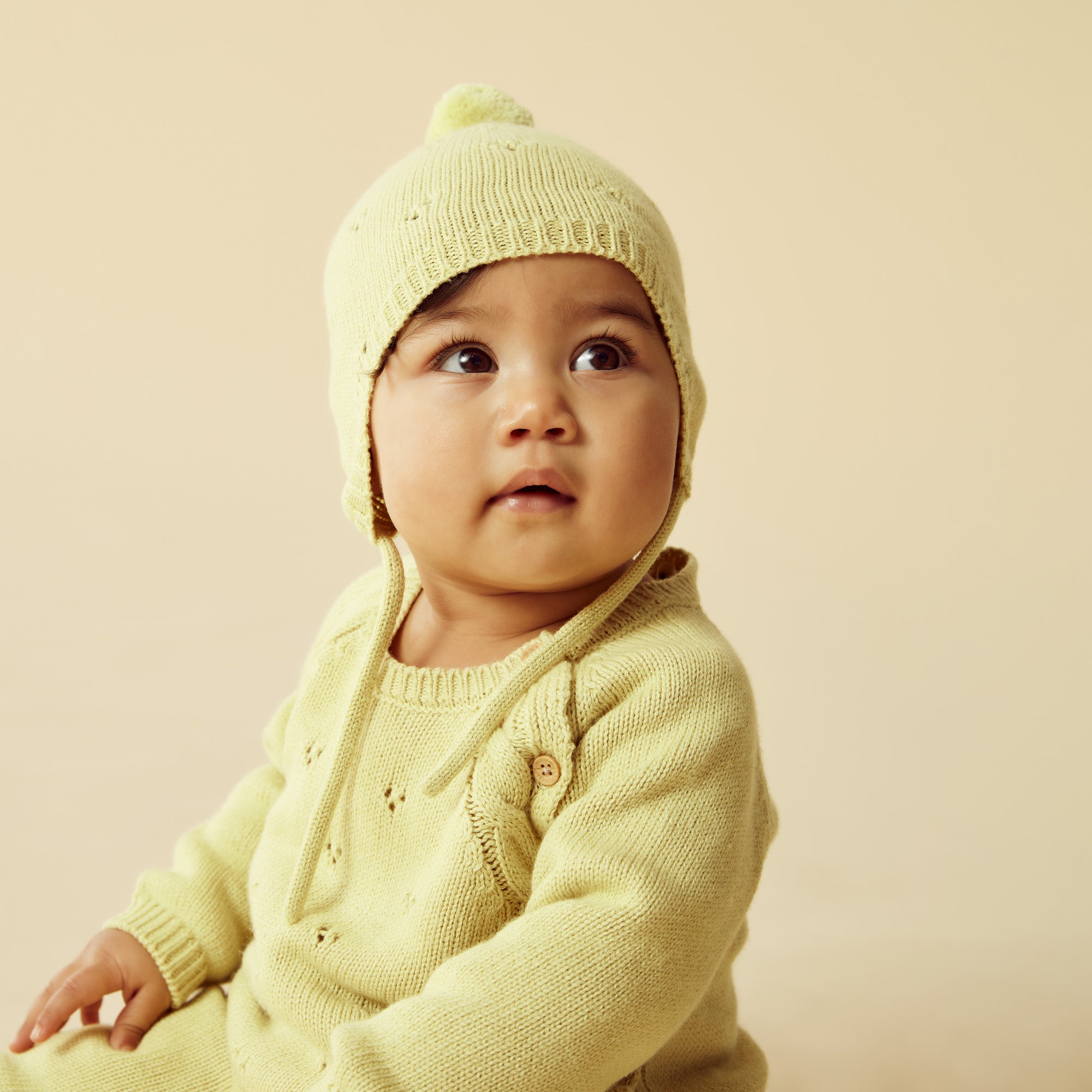 Endive Knitted Pointelle Bonnet