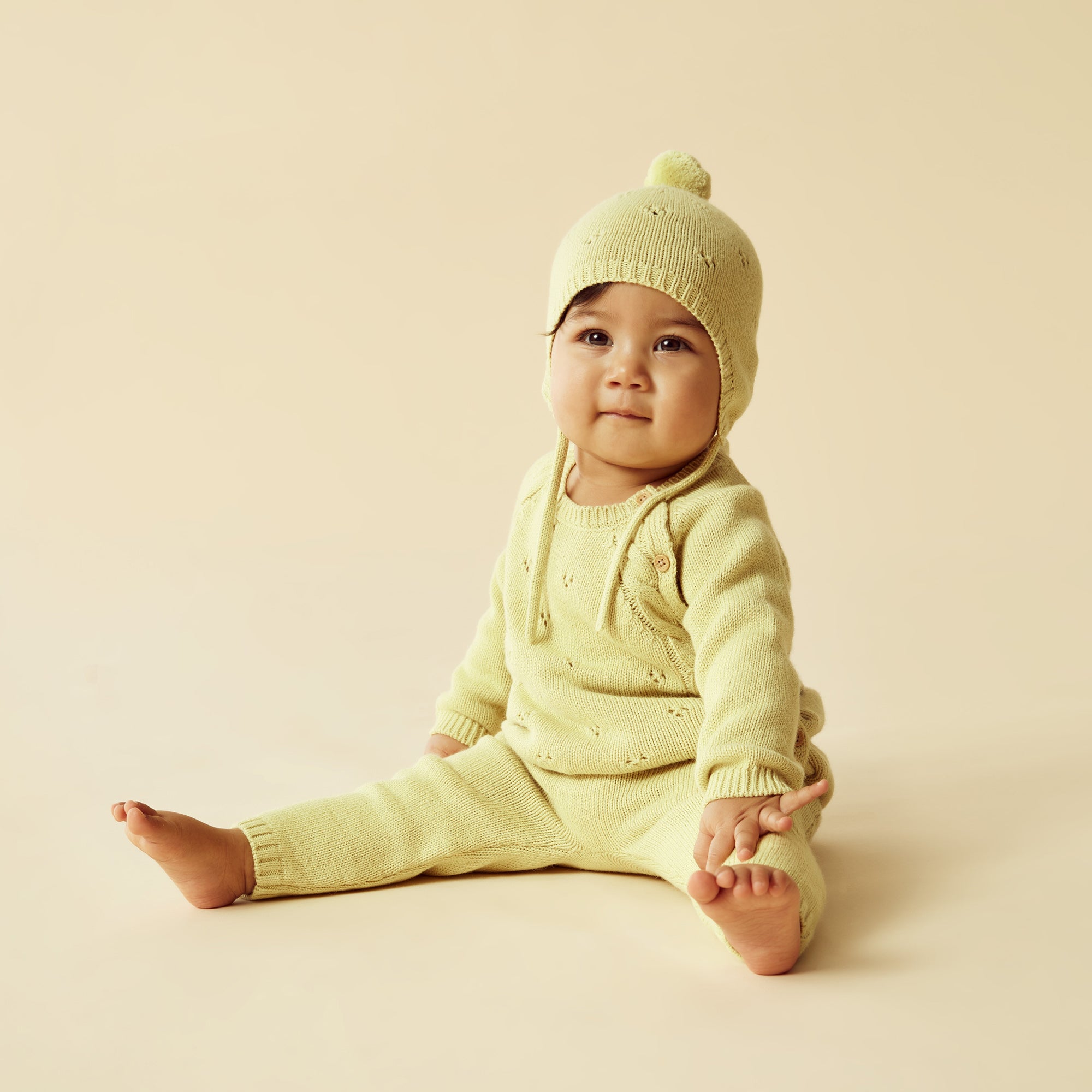 Endive Knitted Pointelle Bonnet