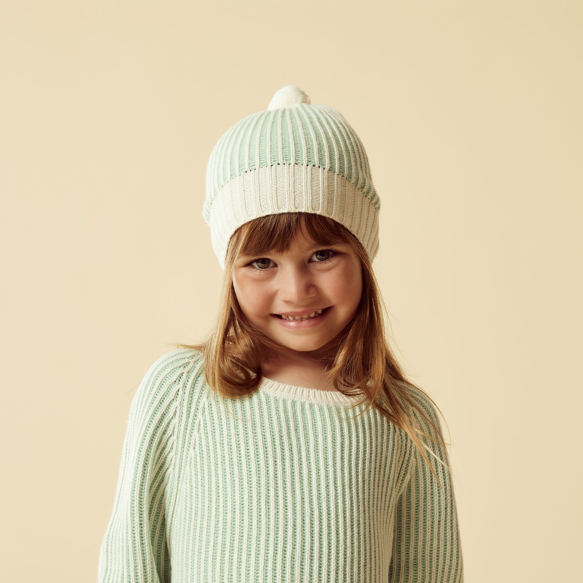 Mint Green Knitted Ribbed Hat