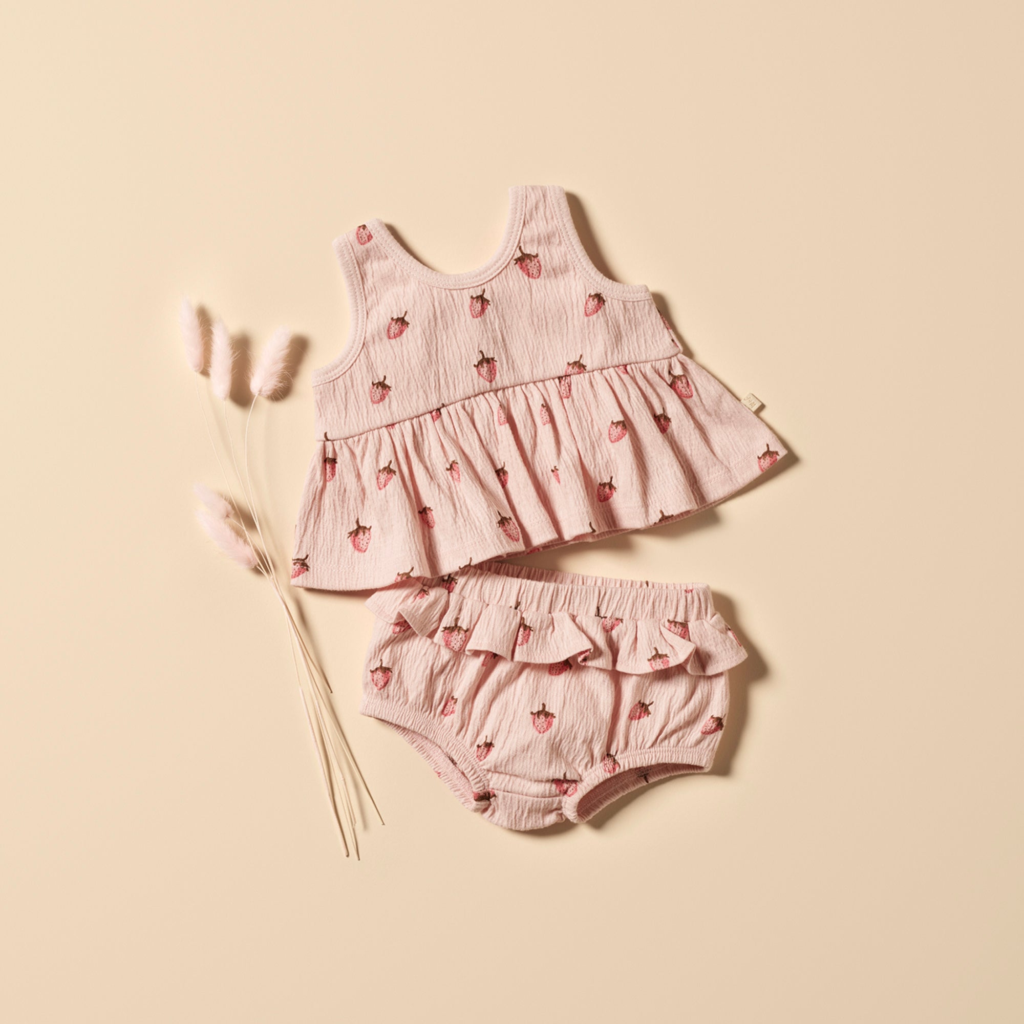 Strawberry Kisses Organic Ruffle Set
