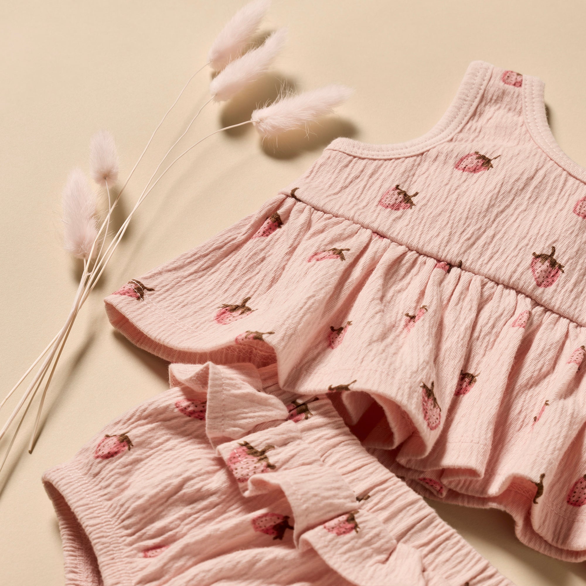 Strawberry Kisses Organic Ruffle Set