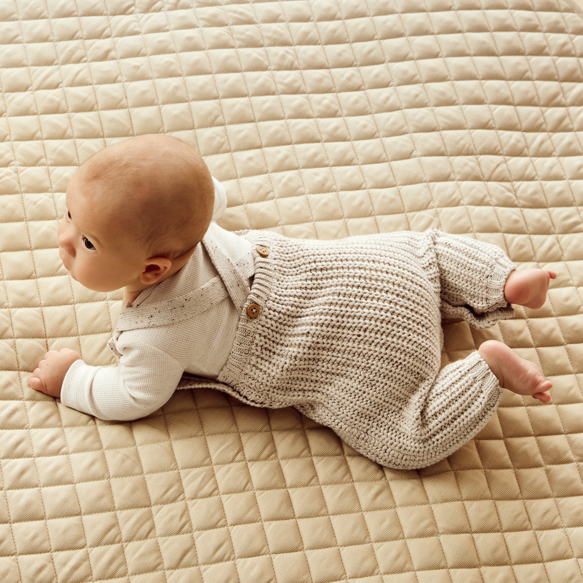 Cookie and Cream Organic Knitted Overall by Wilson and Frenchy – made from organic cotton