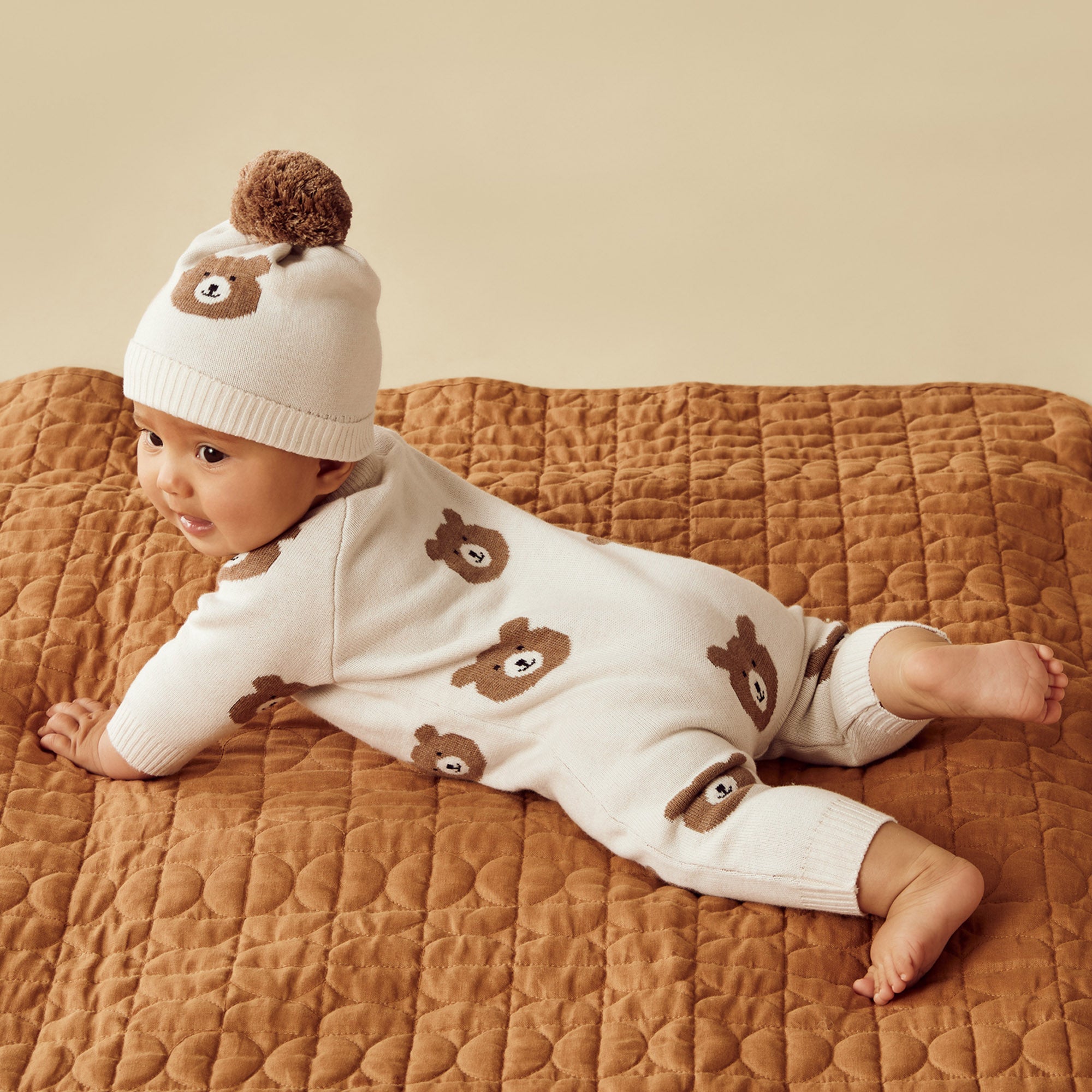 Beary Cute Organic Knitted Jacquard Hat