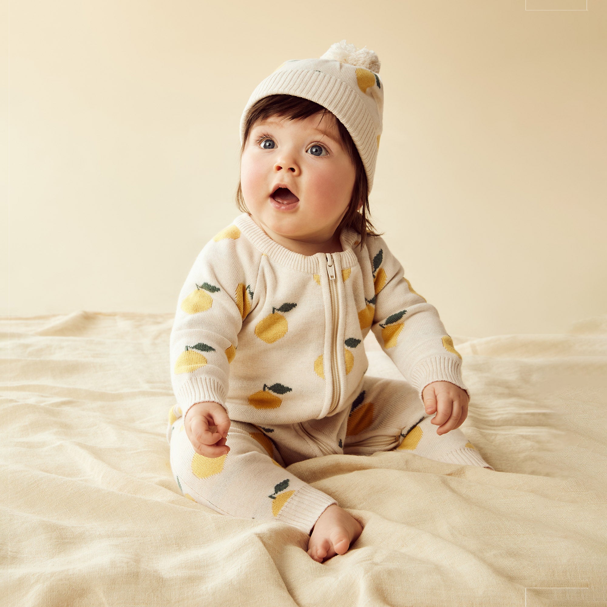 Lemony Organic Knitted Jacquard Growsuit