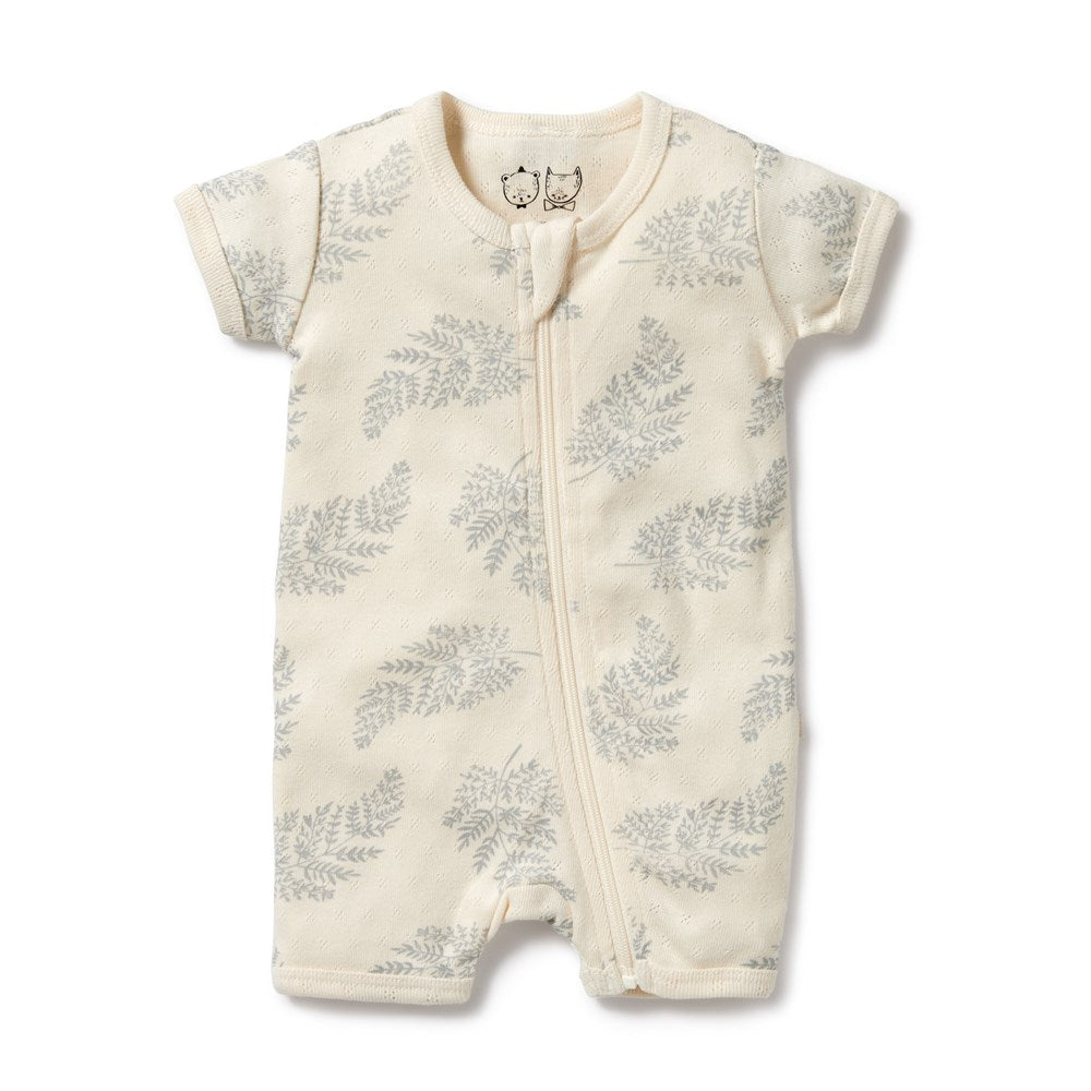 Forever Ferns organic pointelle boyleg zipsuit