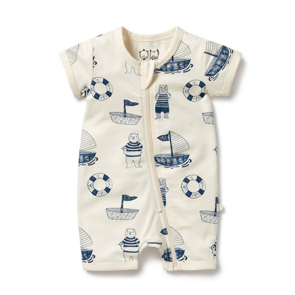 Nautical Bear Organic Boyleg Zipsuit