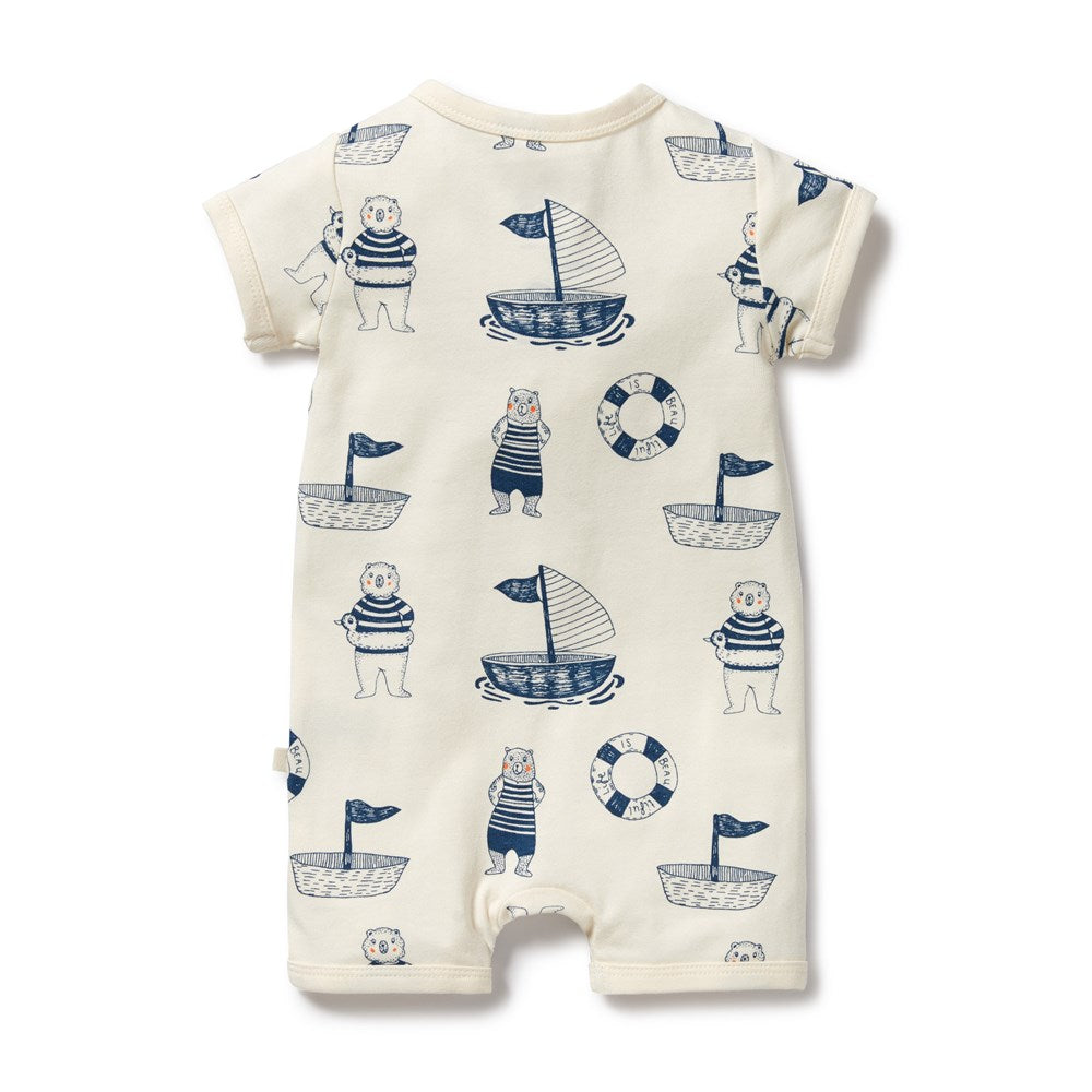 Nautical Bear Organic Boyleg Zipsuit