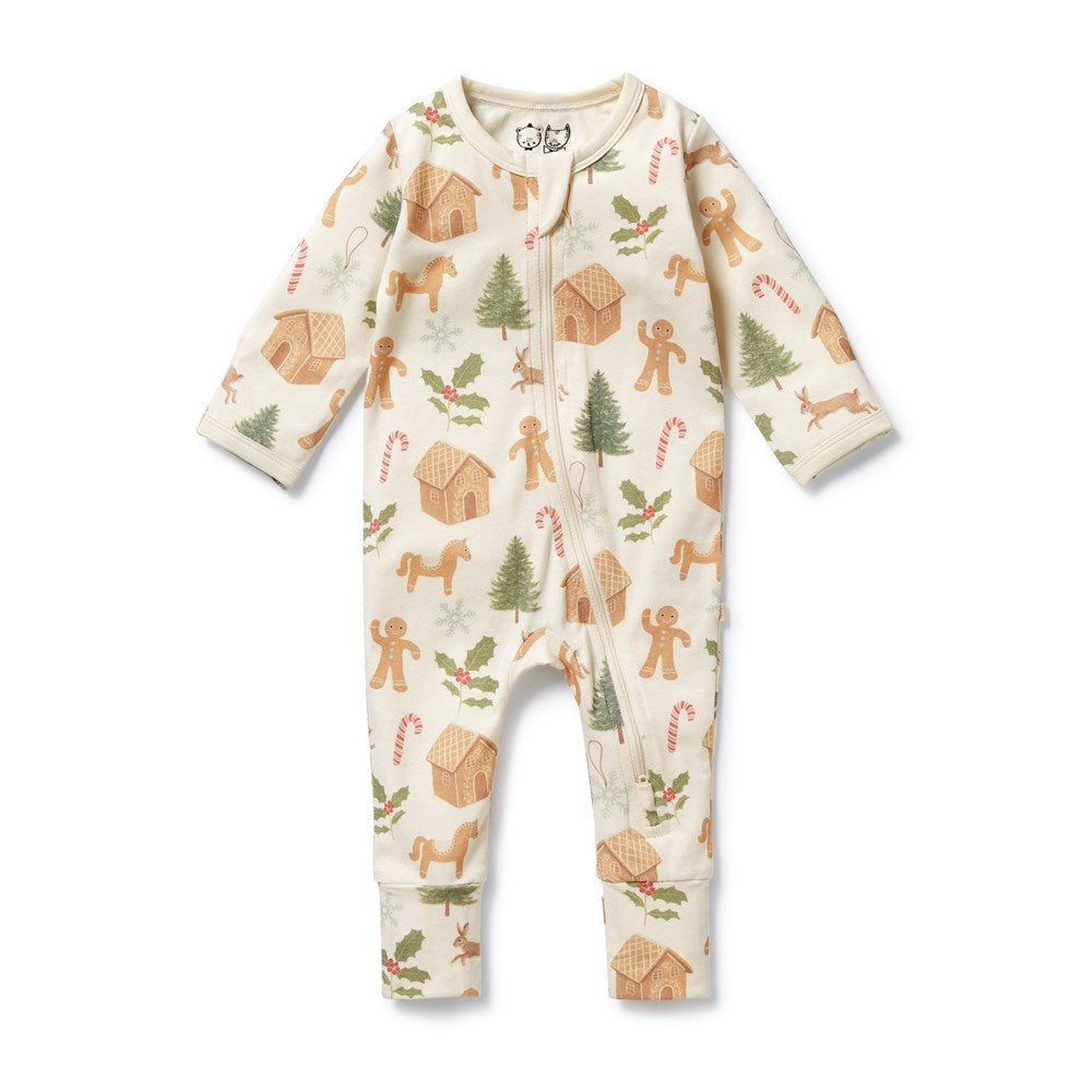 Holly Jolly Magic Organic Zipsuit with Feet
