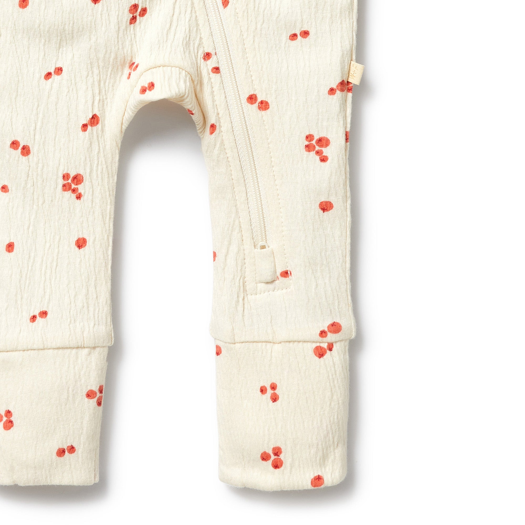 Jolly Holly Organic Crinkle Zipsuit with Feet