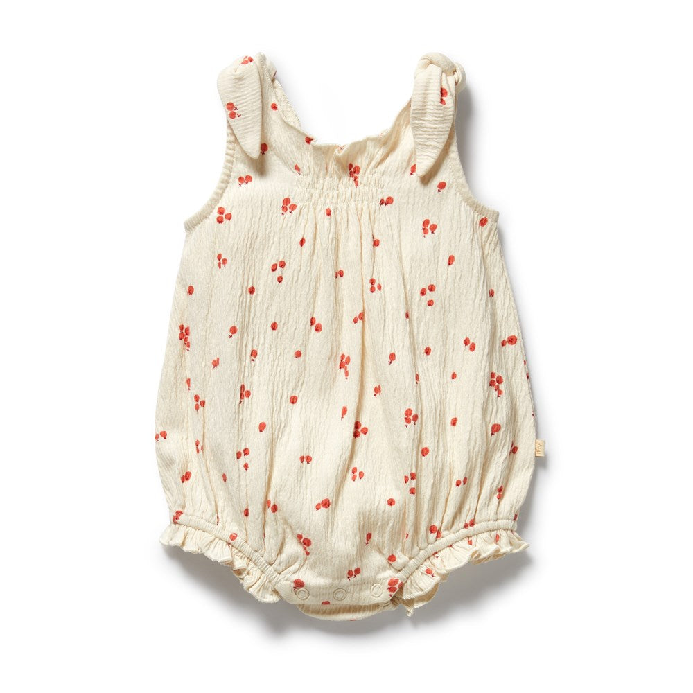 Jolly Holly Organic Crinkle Tie Playsuit