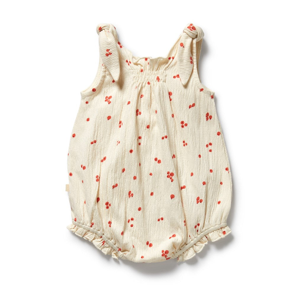Jolly Holly Organic Crinkle Tie Playsuit