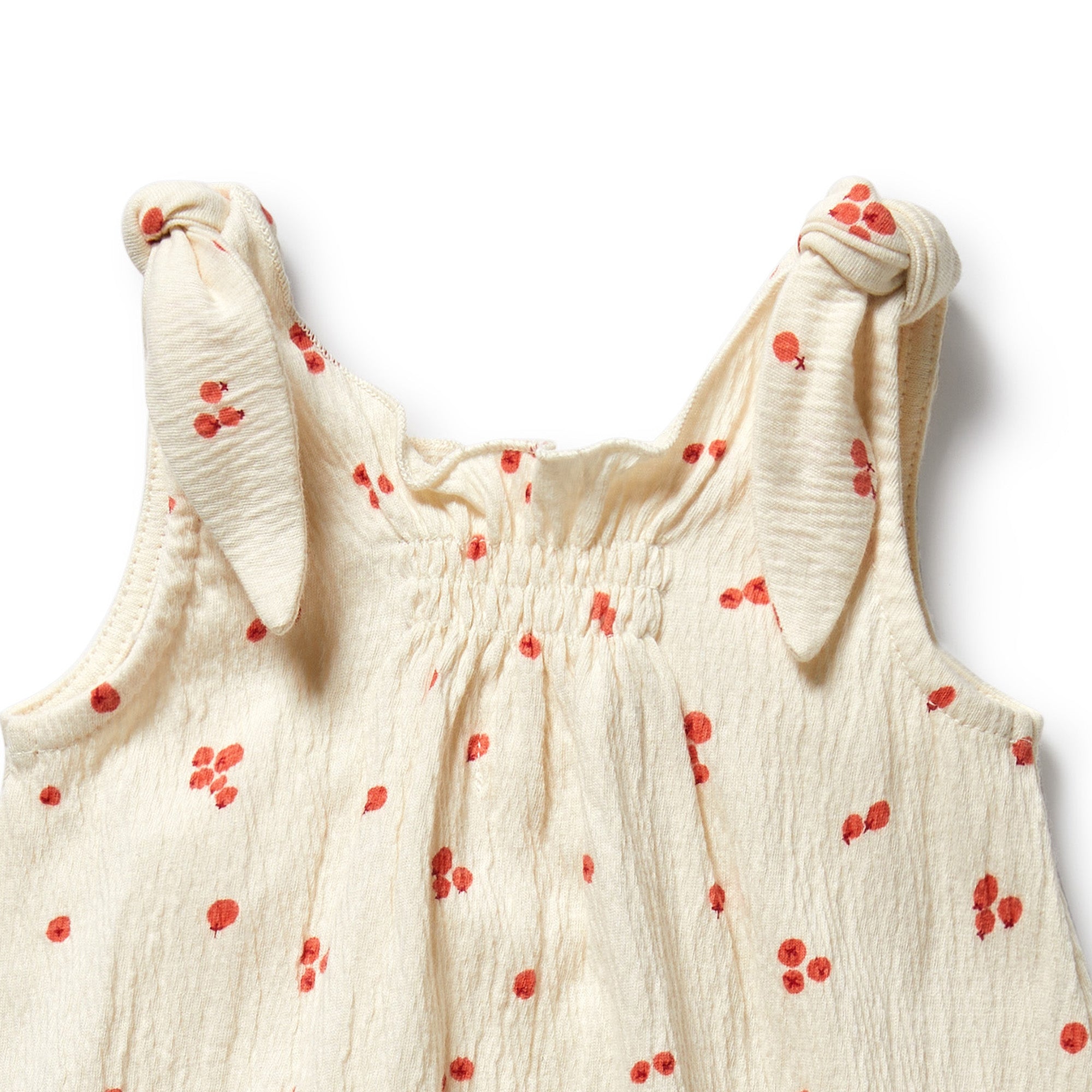 Jolly Holly Organic Crinkle Tie Playsuit