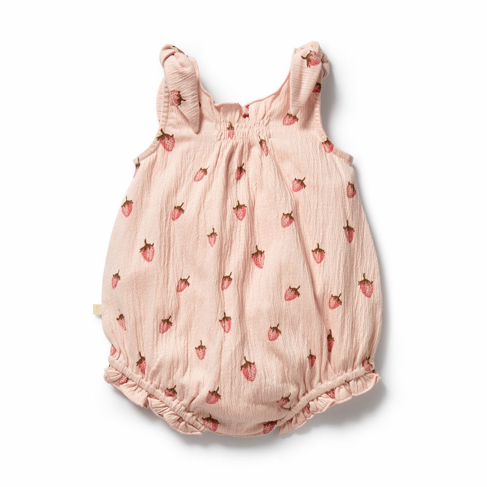 Strawberry Kisses Organic Tie Playsuit