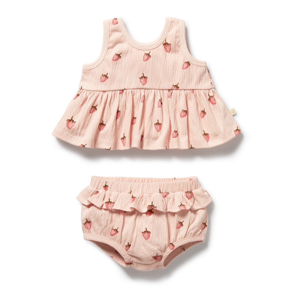 Strawberry Kisses Organic Ruffle Set