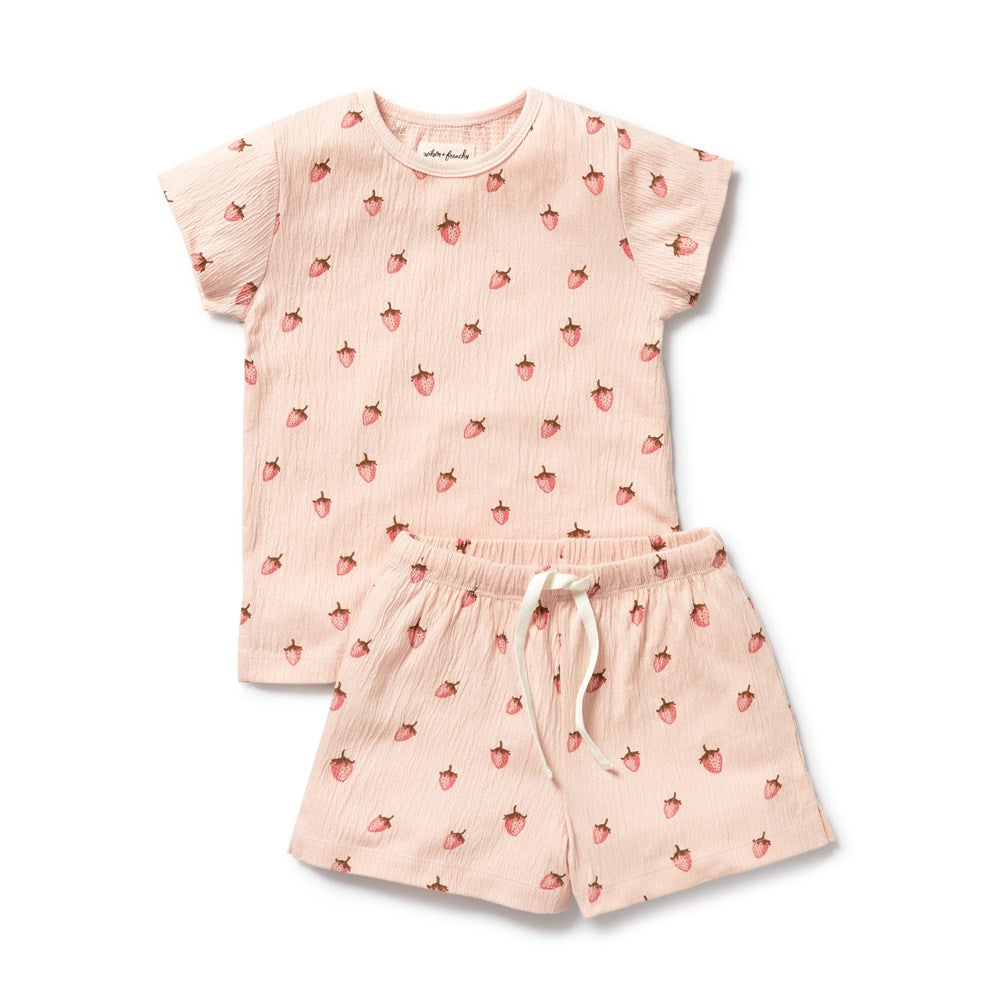 Strawberry Kisses Organic Short Sleeved Pyjamas
