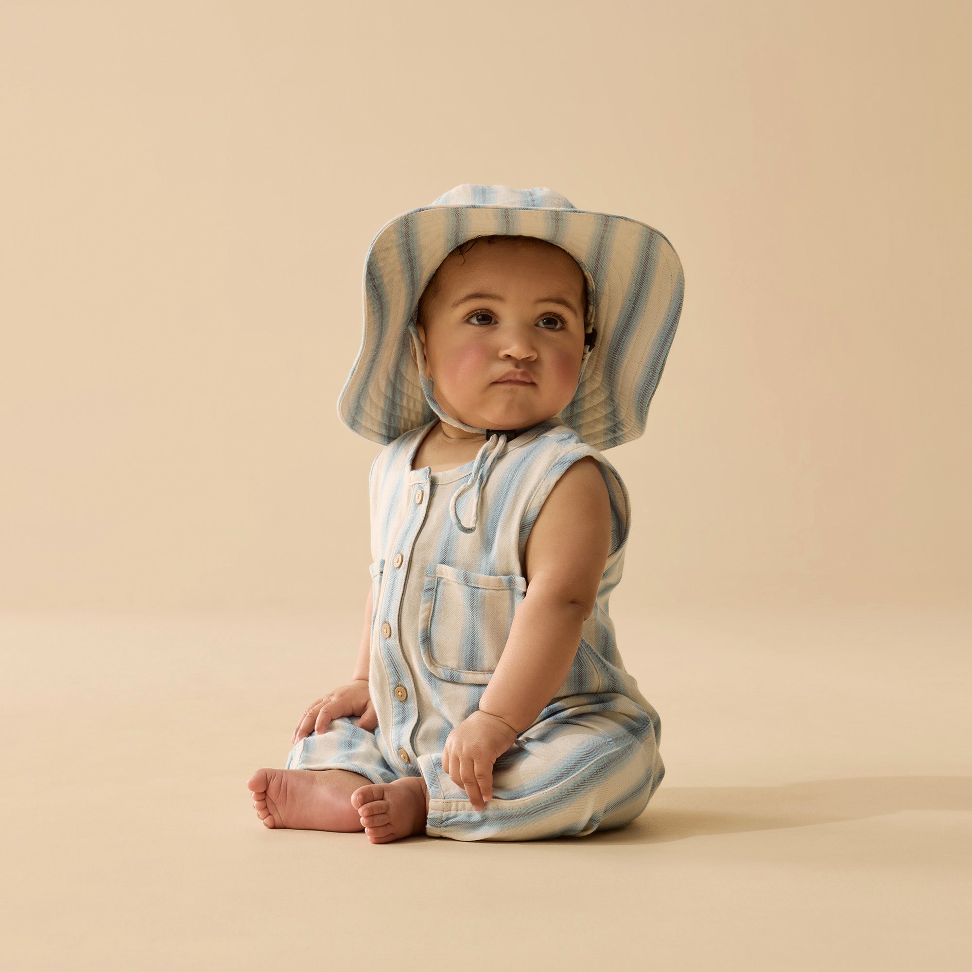 Deep Blue Stripe Organic Sun Hat