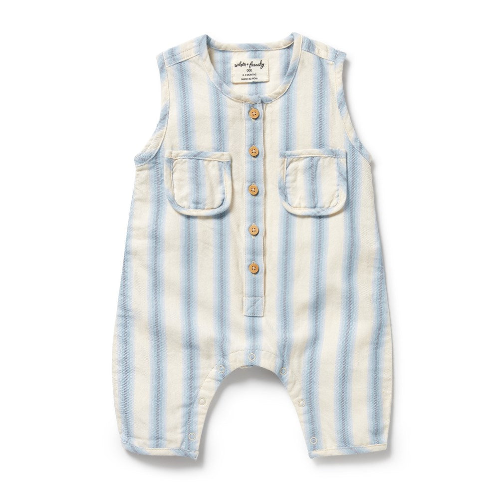 Deep Blue Stripe Organic Growsuit