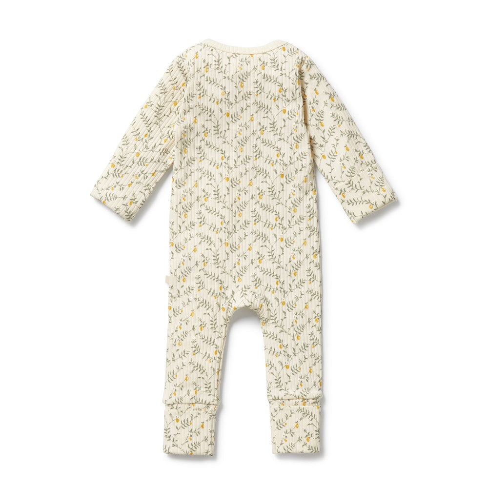 Lemon Leaf Organic Zipsuit with Feet