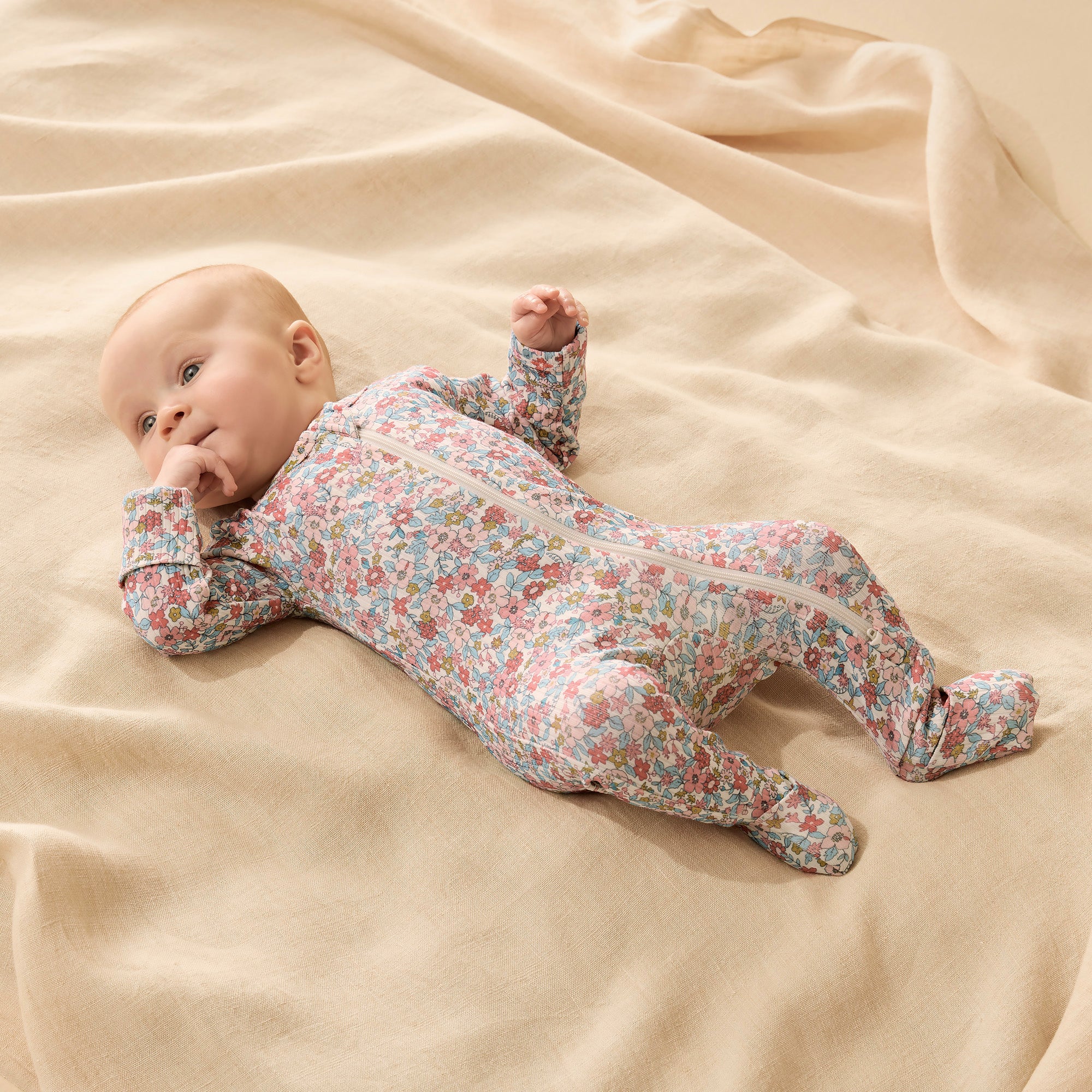 Summer Bloom Organic Zipsuit with Feet
