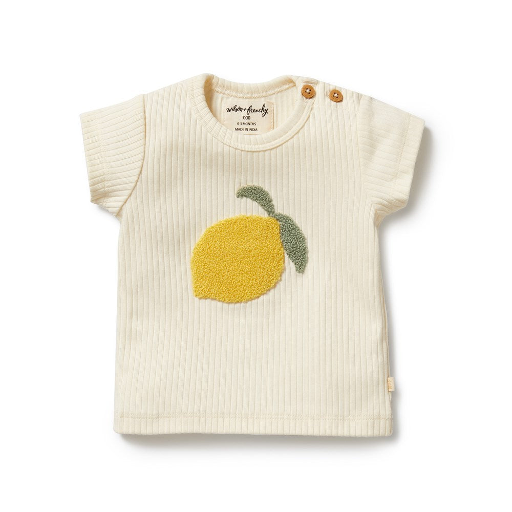 Lemon Leaf Embroidered Organic Tee