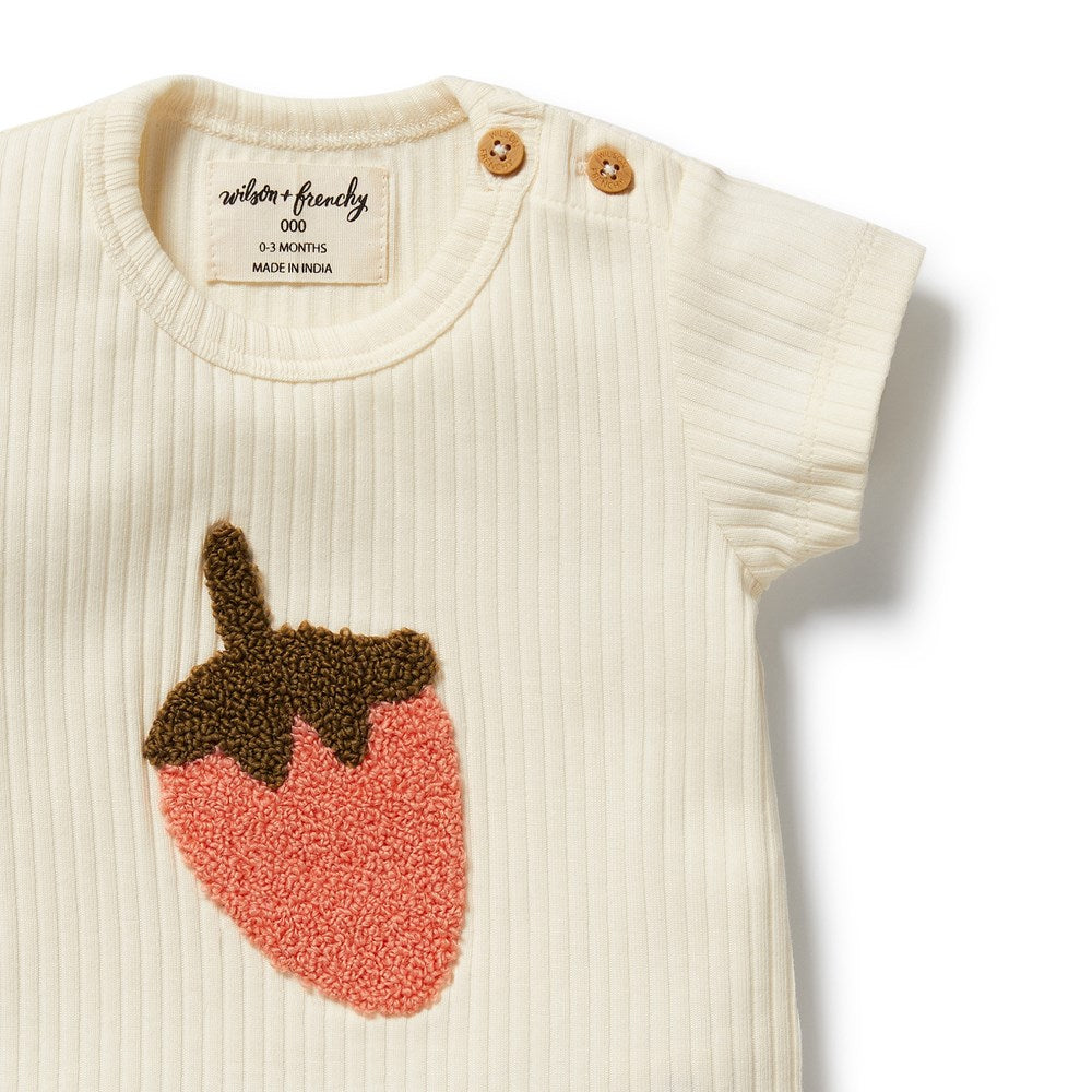 Strawberry Kisses Embroidered Organic Tee