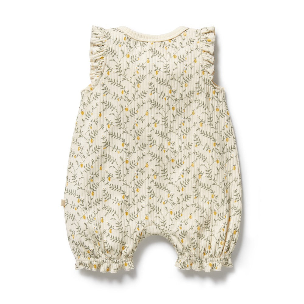 Lemon Leaf Organic Ruffle Zipsuit