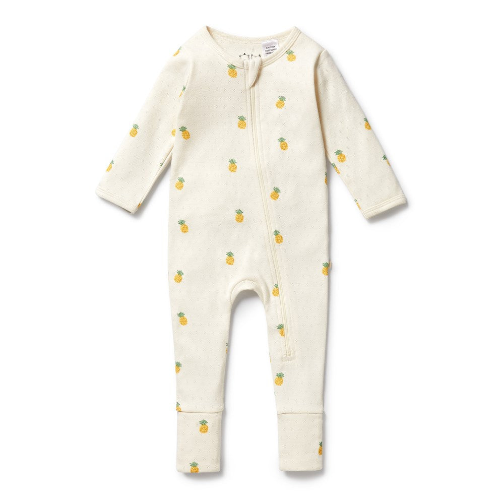 Piney Pals Organic Pointelle Zipsuit with Feet