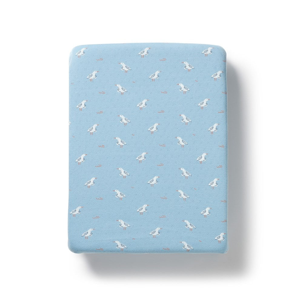 Sunny Seagulls Organic Pointelle Bassinet Sheet