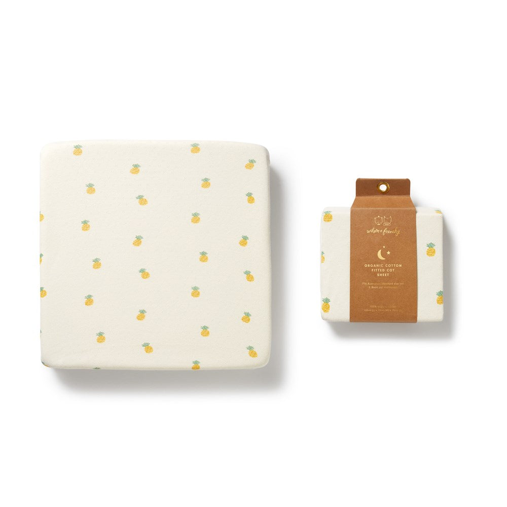 Piney Pals Organic Pointelle Cot Sheet