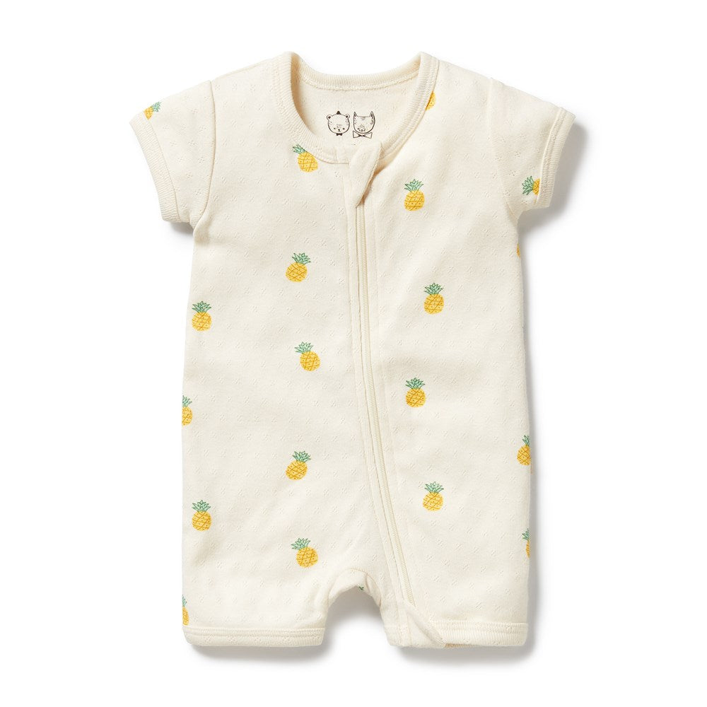Piney Pals Organic Pointelle Boyleg Zipsuit