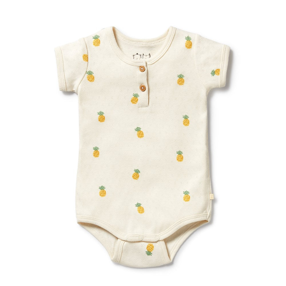 Piney Pals Organic Pointelle Henley Bodysuit