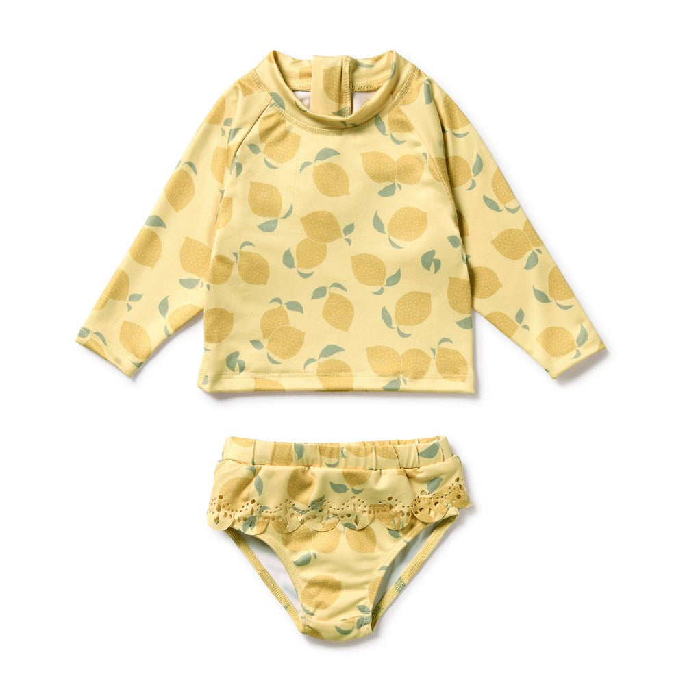 Lemon Drop Cutwork Rashie Swimset