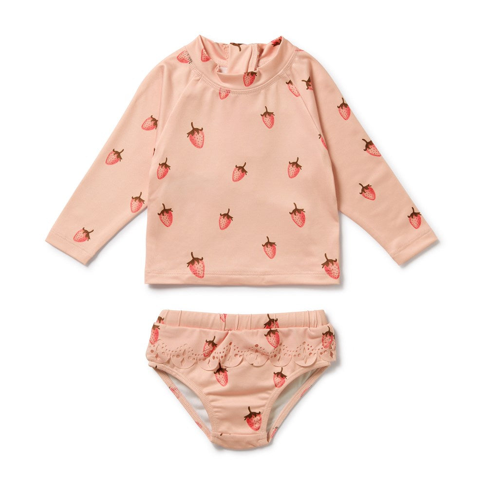 Strawberry Kisses Cutwork Rashie Swimset