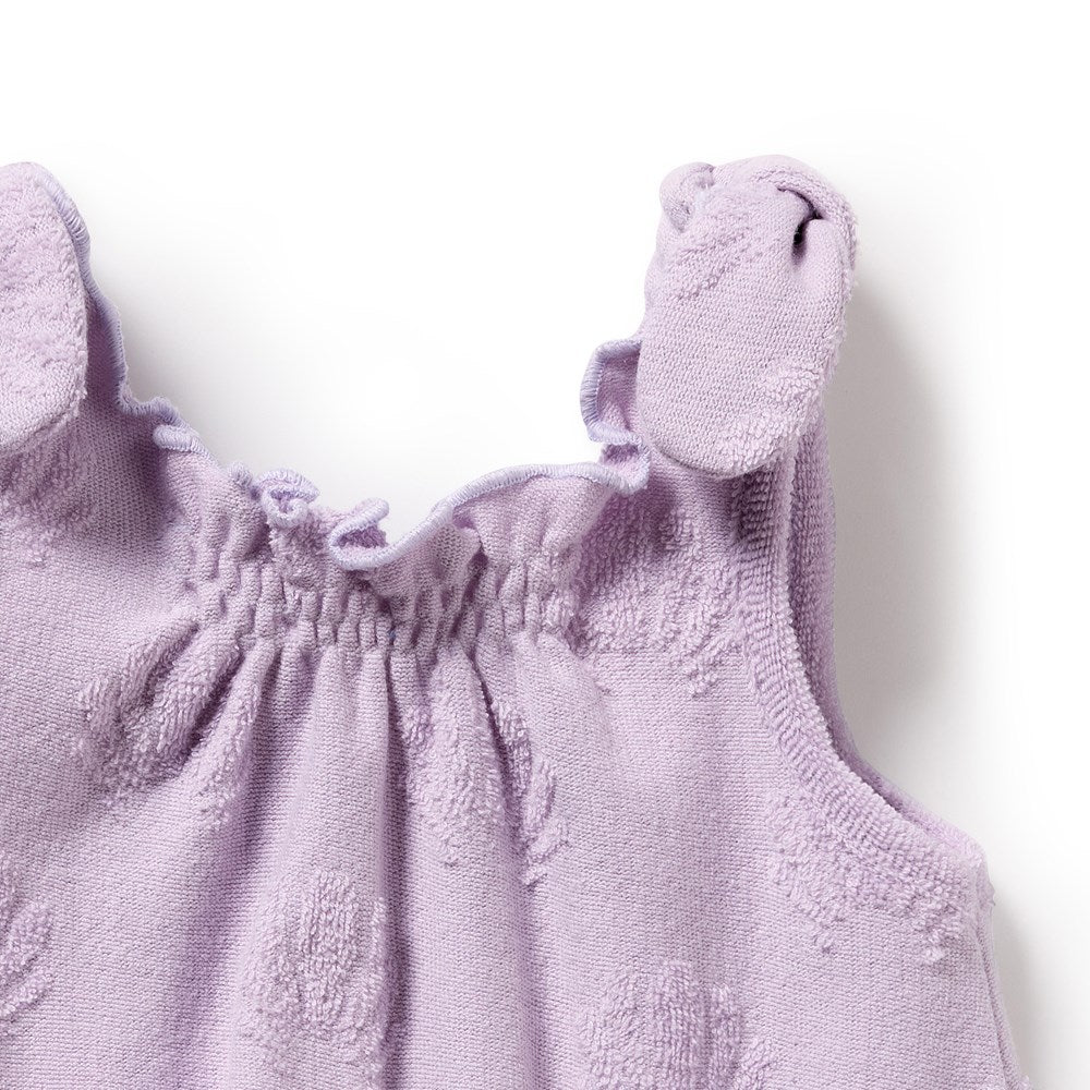 Lavender Shells Organic Terry Tie Playsuit