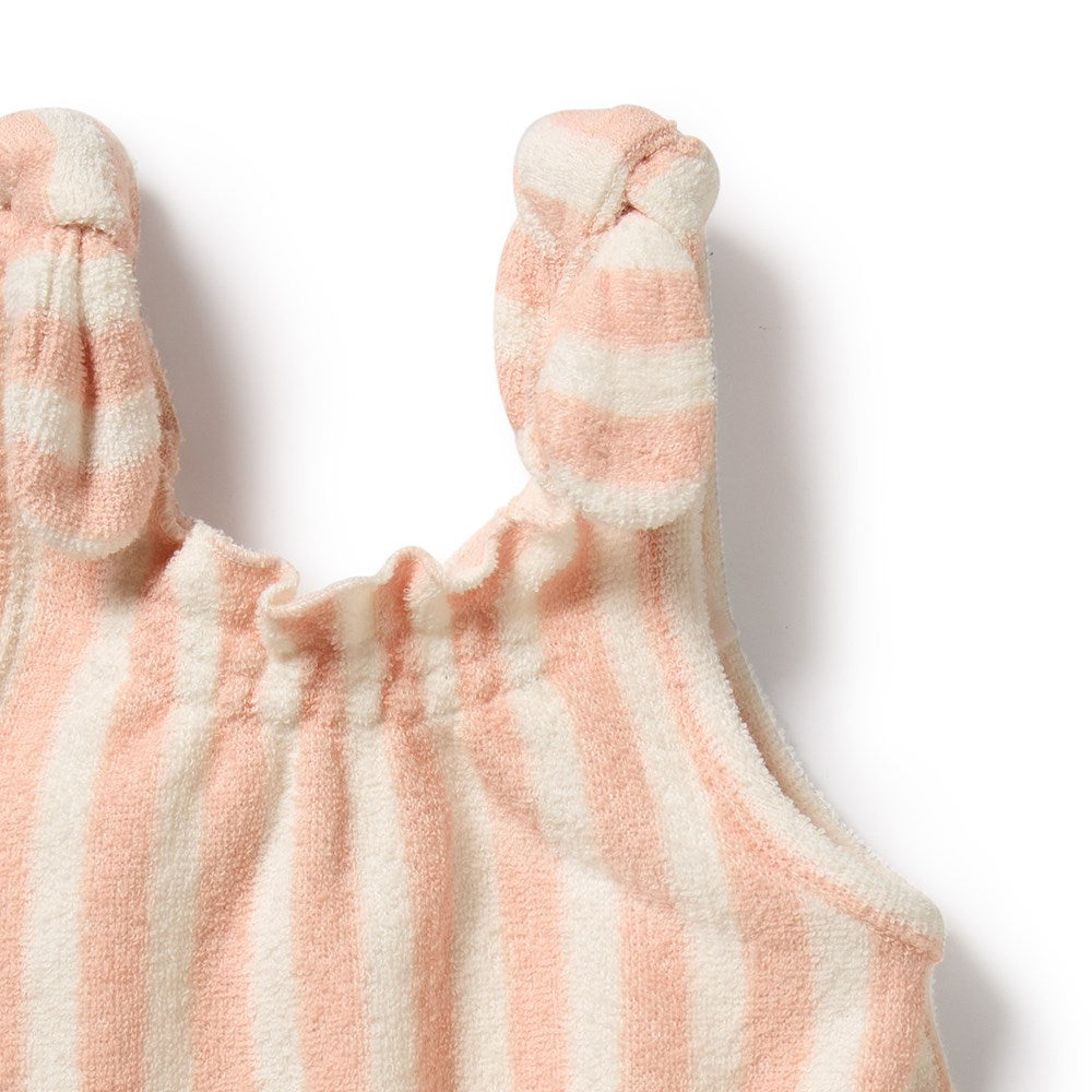Strawberry Wave Organic Terry Tie Playsuit