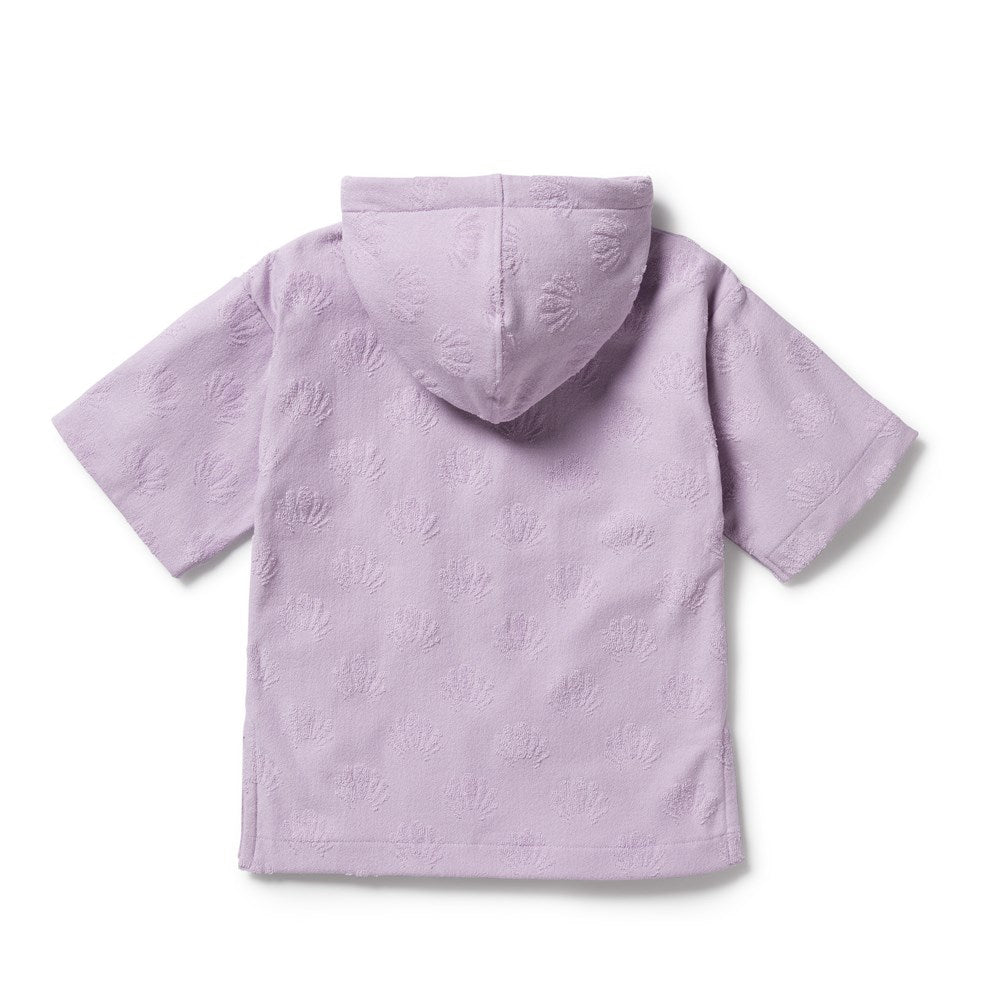 Lavender Shells Organic Terry Hooded Towel