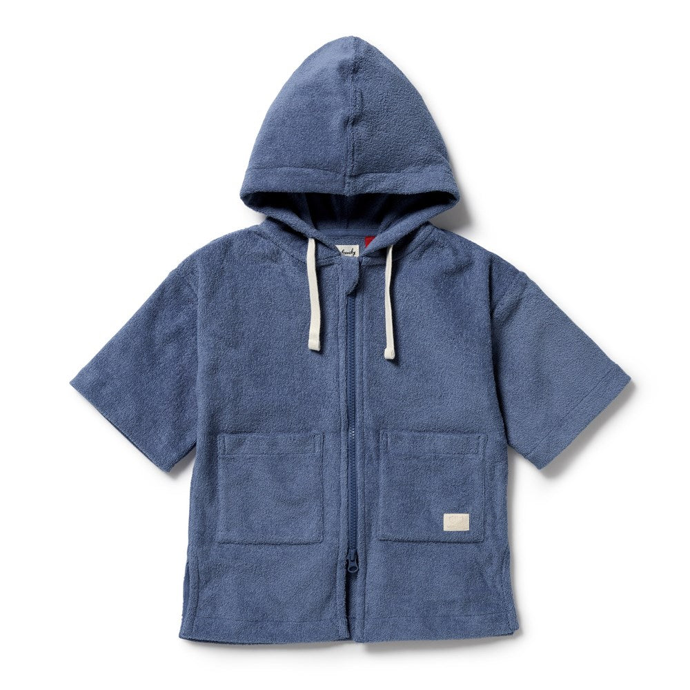 Deep Blue Organic Terry Hooded Towel