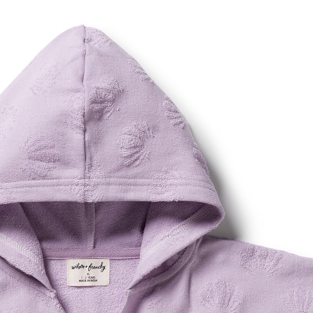 Lavender Shells Organic Terry Hooded Poncho