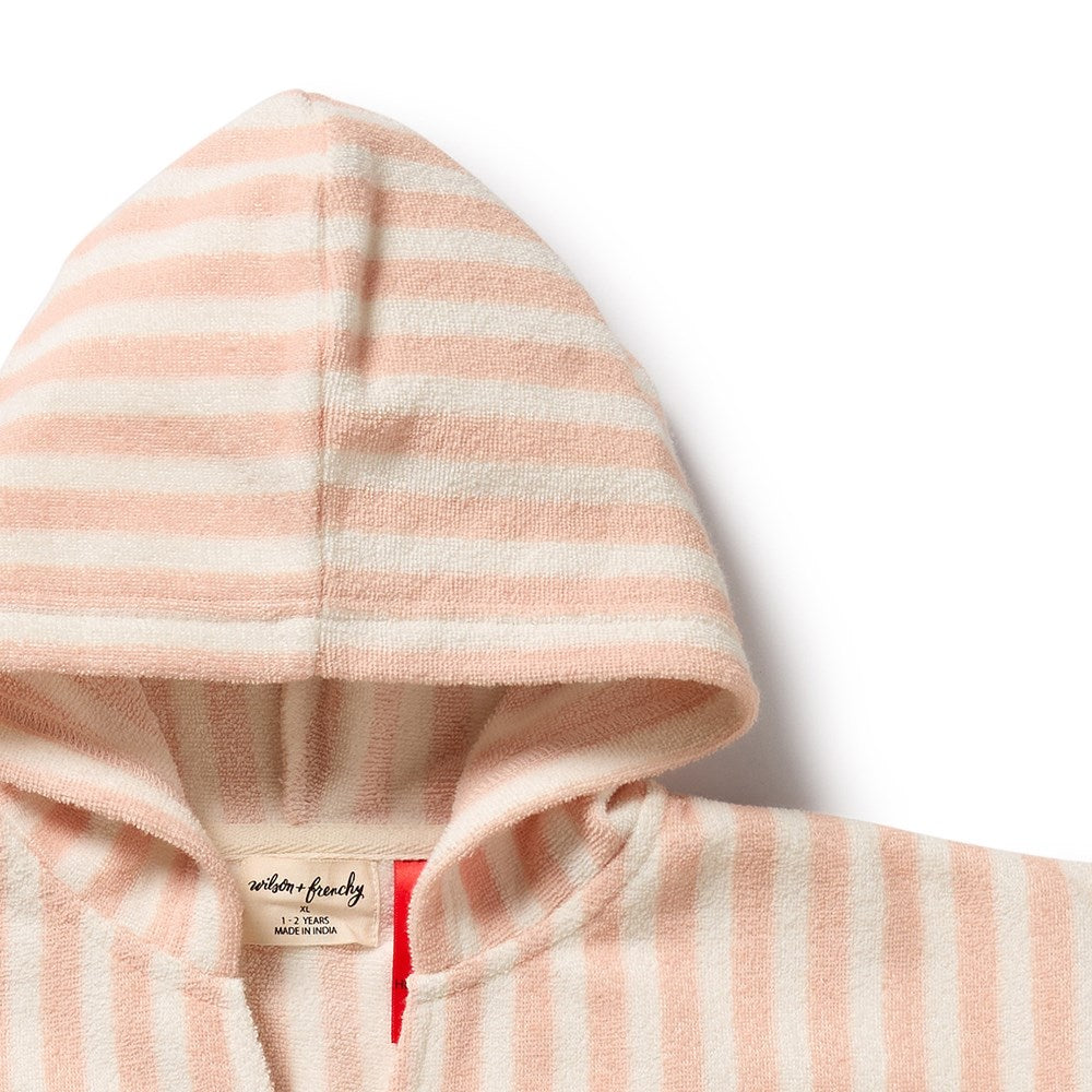 Strawberry Wave Organic Terry Hooded Poncho