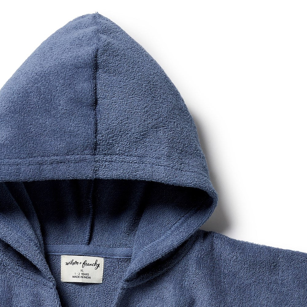 Deep Blue Organic Terry Hooded Poncho