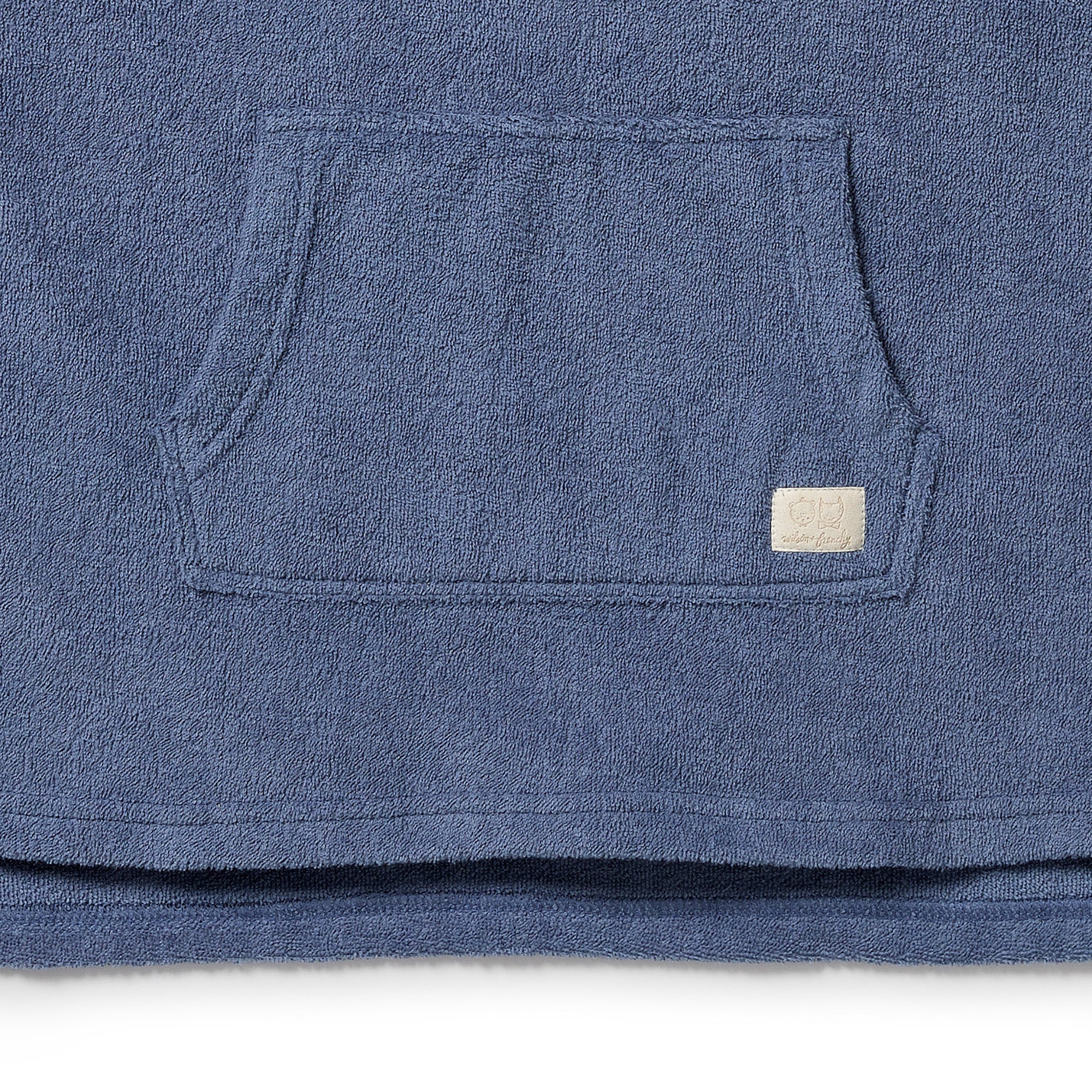 Deep Blue Organic Terry Hooded Poncho