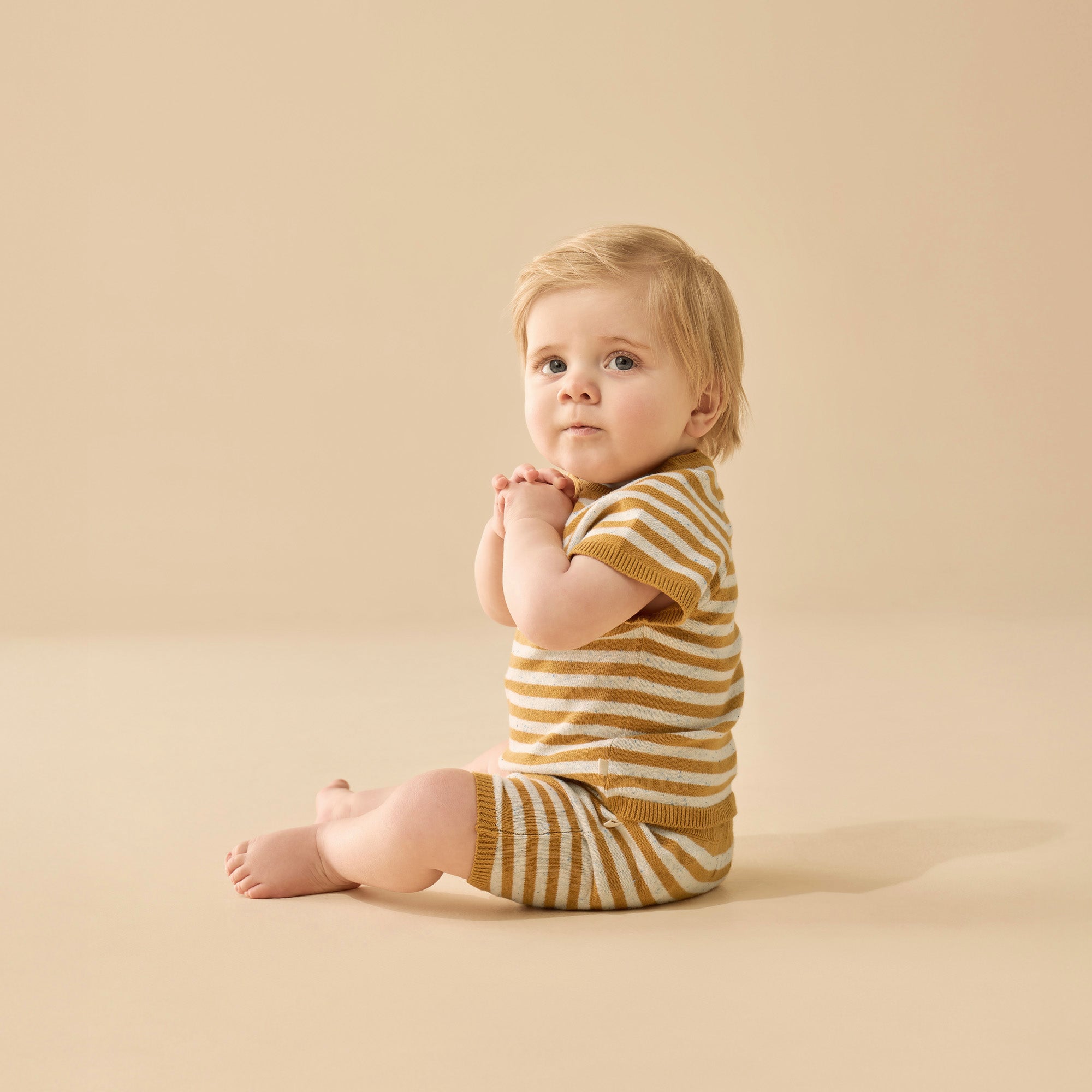 Golden Wave Stripe Organic Knitted Set