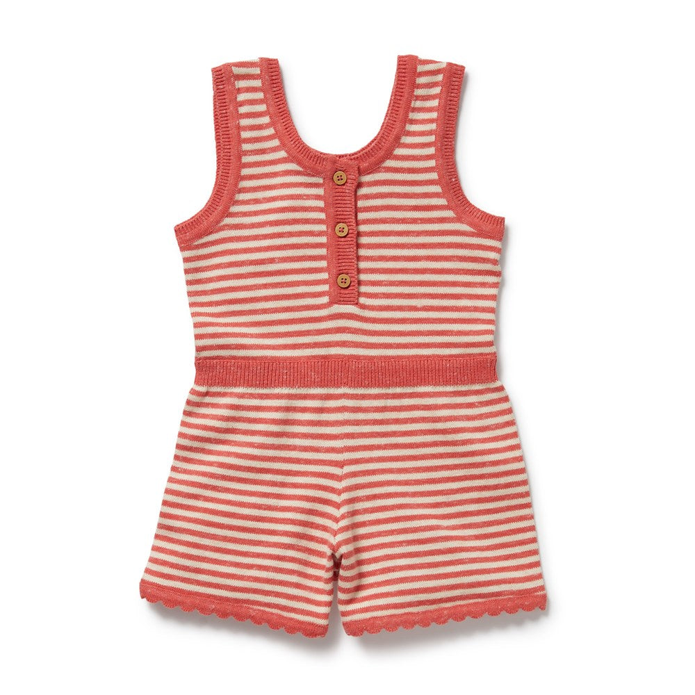 Strawberry Swirl Organic Knitted Stripe Playsuit