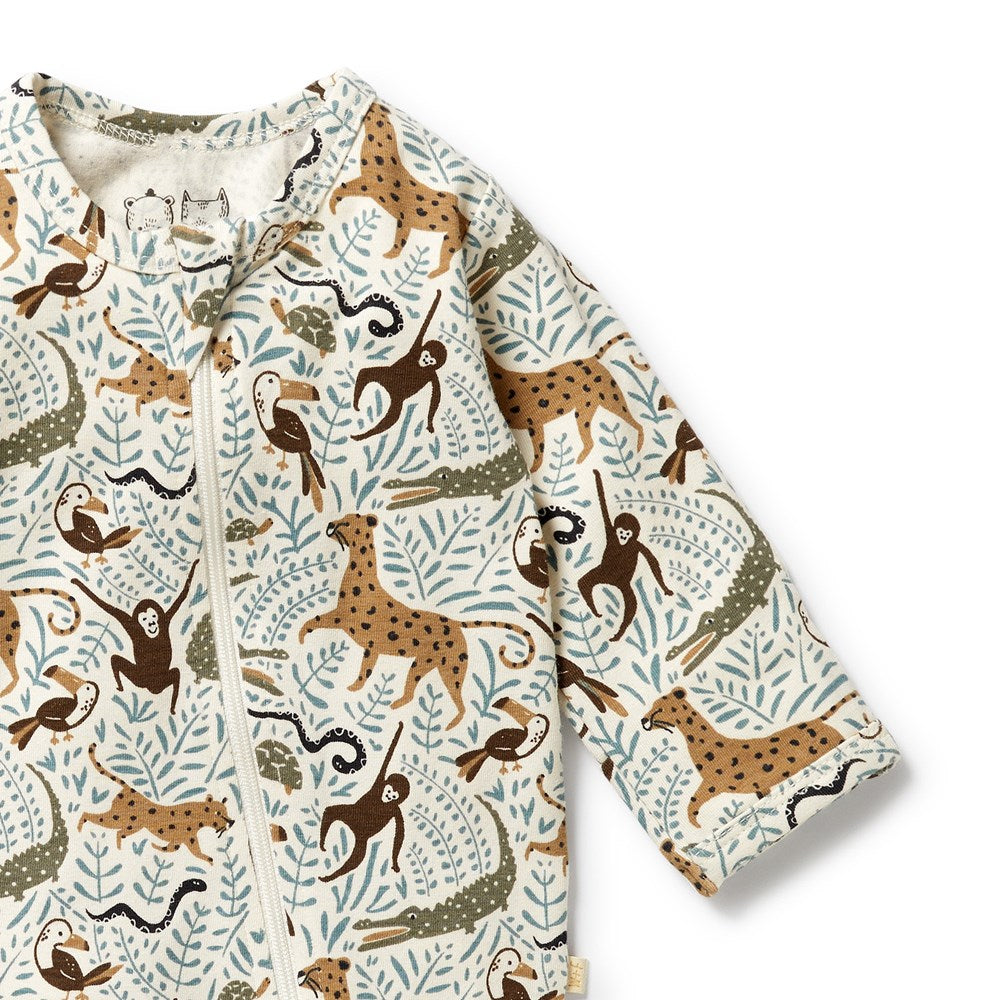 Mini Jungle Organic Zipsuit with Feet