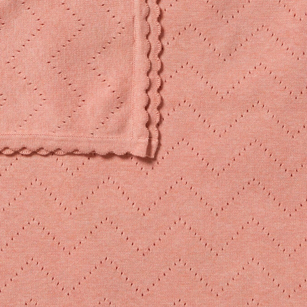 Petal Pink Organic Knitted Pointelle Blanket