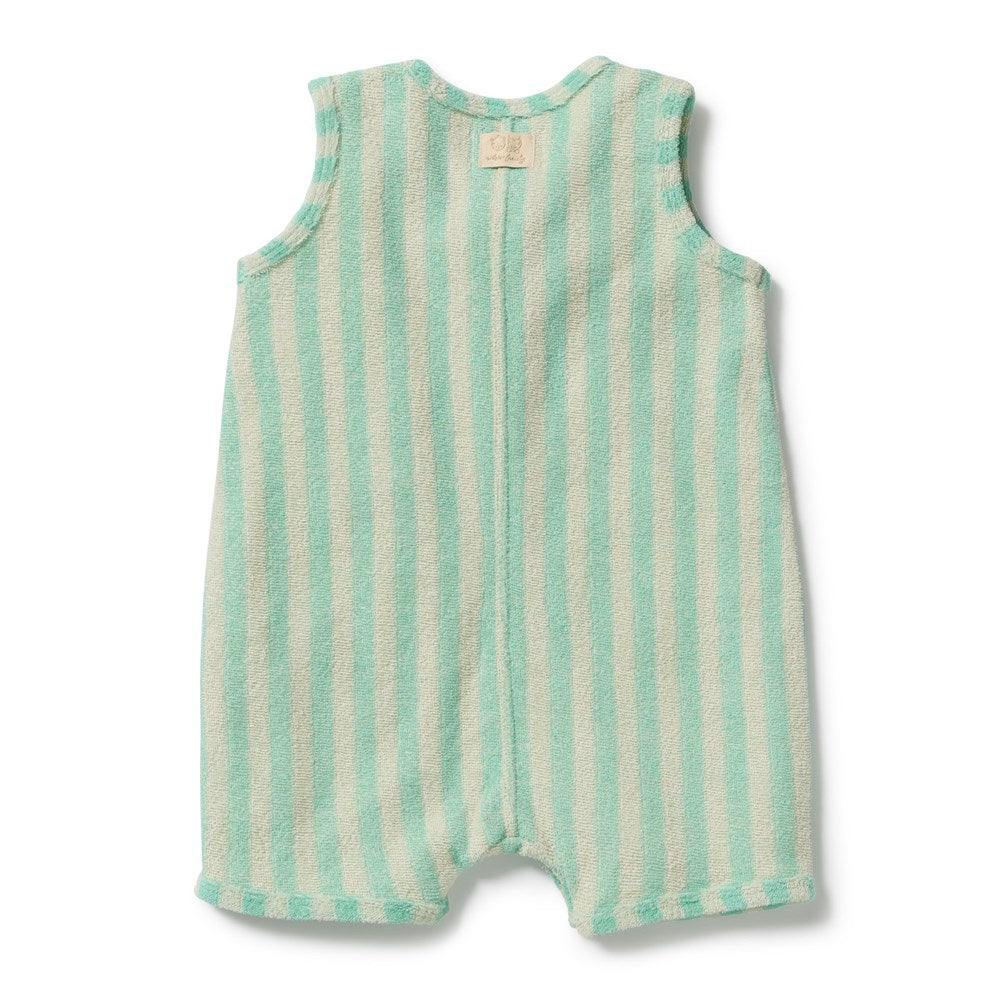Seafoam Stripe Organic Terry Growsuit