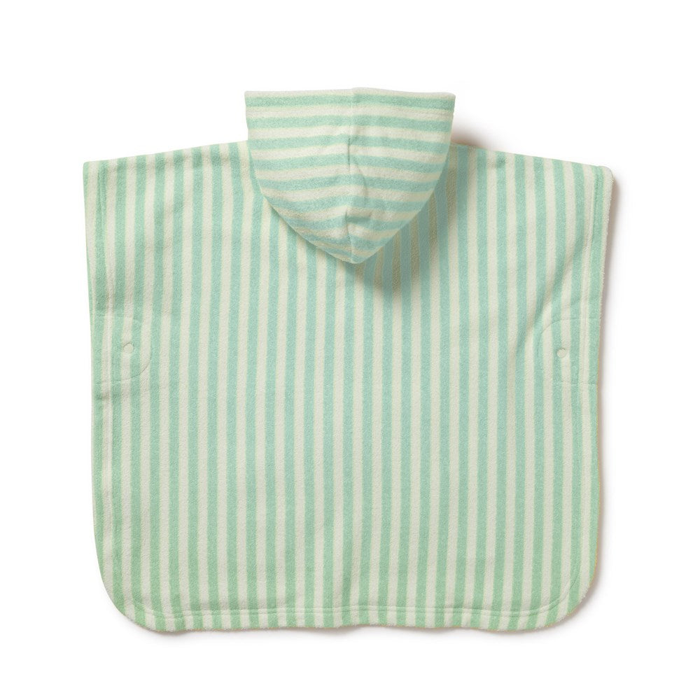 Seafoam Stripe Organic Terry Hooded Poncho