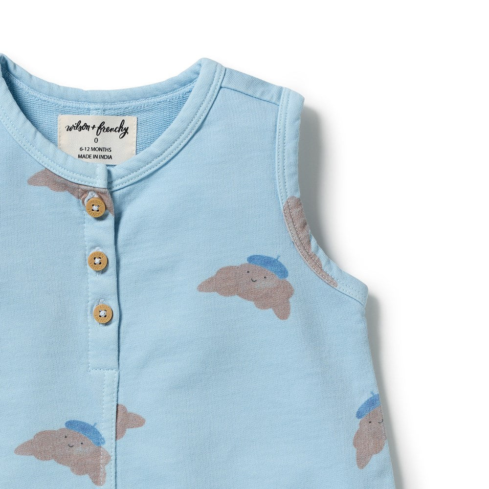 Little Croissant Organic Garment Dyed Sweat Growsuit