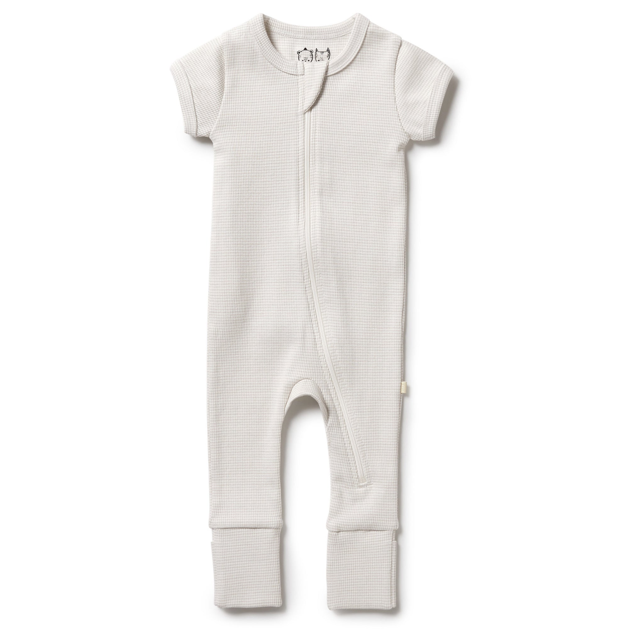 Organic Stripe Rib Zipsuit